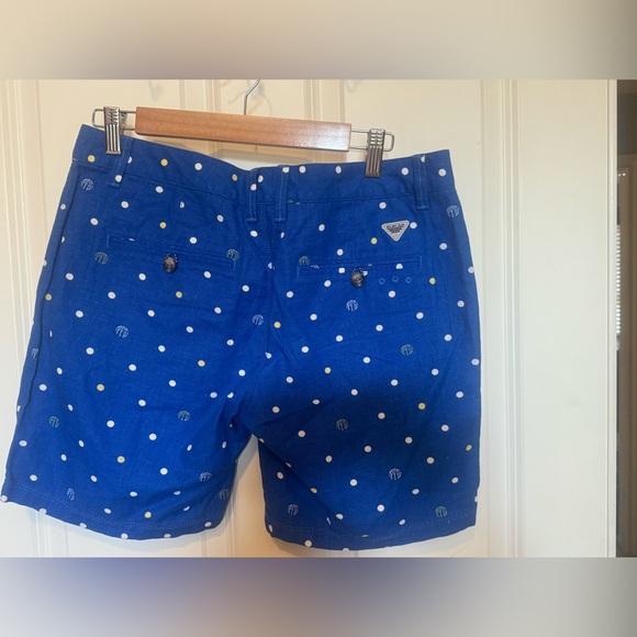 Columbia PFG Women's Harborside Regular FIt Shorts Blue Polka Sz 8 - Picture 1 of 6